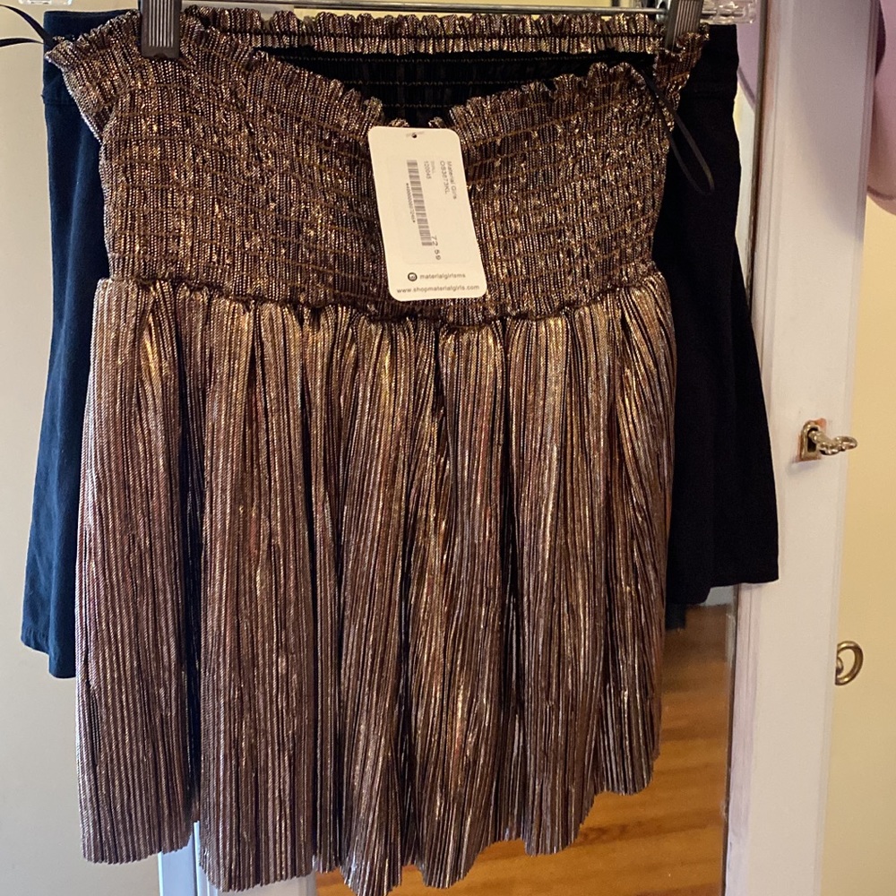 Karlie Clothes - Brown Gold Pleated Skort w/ Smock Waist - SMALL